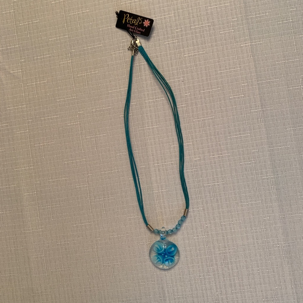 Petals Hand Crafted Art Glass Pendant Necklace - NWT